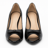 Pantofi Dama Din Piele Naturala Negru Cu Funda 739