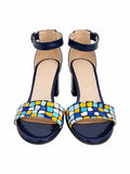 Sandale Dama Din Piele Naturala Bleumarin+Mozaic 813