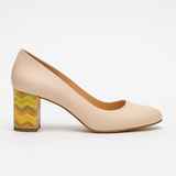 Pantofi Dama Din Piele Naturala Nude Cu Toc Îmbrăcat 823