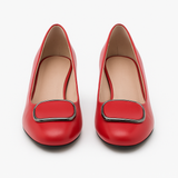 Pantofi Dama Din Piele Naturala Roșu Cu Accesoriu 786