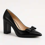 Pantofi Dama Din Piele Naturala Negru Cu Funda 871