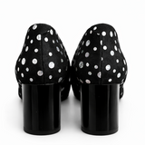 Pantofi Dama Din Piele Naturală Negru Cu Buline 935