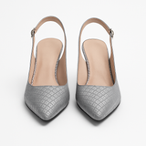 Pantofi Dama Din Piele Naturala Argintiu Velur 702