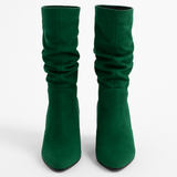 Cizme dama din piele naturală Verde Velur 922