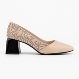 Pantofi Dama Din Piele Naturala Nude Cu Flori 750