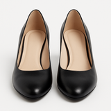 Pantofi Dama Din Piele Naturala Negru Cu Toc Îmbrăcat 823