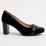 Pantofi Dama Din Piele Naturala Negru Velur Cu Accesoriu 418