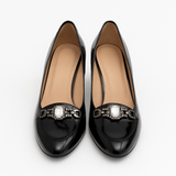 Pantofi Dama Din Piele Naturala Negru Velur Cu Accesoriu 418