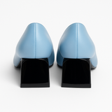 Pantofi Dama Din Piele Naturala Albastru Deschis Cu Fundă 558