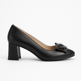 Pantofi Dama Din Piele Naturala Negru Cu Albinuță 814