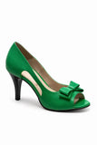 Pantofi Dama Din Piele Naturala Verde Deschis Cu Funda 739