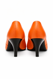 Pantofi Dama Din Piele Naturala Portocaliu Cu Funda 739