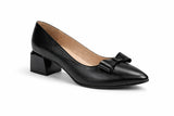 Pantofi Dama Din Piele Naturala Negru Cu Fundă 558