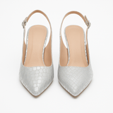 Pantofi Dama Din Piele Naturala Argintiu Velur 702