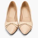 Pantofi Dama Din Piele Naturala Nude Cu Funda 558