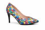 Pantofi Dama Din Piele Naturala Multicolor 872