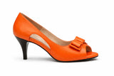 Pantofi Dama Din Piele Naturala Portocaliu Cu Funda 739