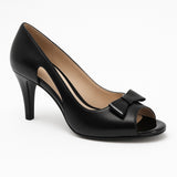Pantofi Dama Din Piele Naturala Negru Cu Funda 739