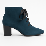 Botine Dama Din Piele Naturala Velur Turcoaz 914