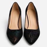 Pantofi Dama Din Piele Naturala Negru Velur Colorat 872