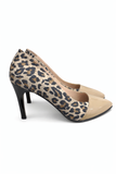 Pantofi Dama Din Piele Naturala Capucino+ Imprimeu Leopard 880