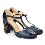 Sandale dama din piele naturala bleumarine 3009