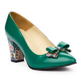 Pantofi dama din piele naturala verde 814