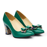 Pantofi dama din piele naturala verde 814