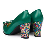 Pantofi dama din piele naturala verde 814