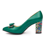 Pantofi dama din piele naturala verde 814