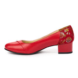 Pantofi dama din piele naturala rosie 2106