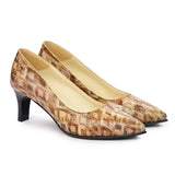 Pantofi dama toc gros din piele naturala maro 2010