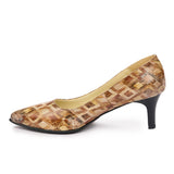 Pantofi dama toc gros din piele naturala maro 2010