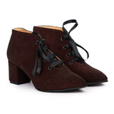 Botine dama din piele naturala visinie 915