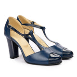 Sandale dama din piele naturala bleumarin 3136
