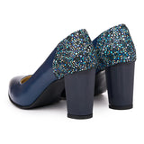 Pantofi dama din piele naturala bleumarin 2056
