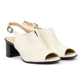 Sandale dama din piele naturala crem 3144