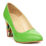 Pantofi dama din piele naturala verde 2080