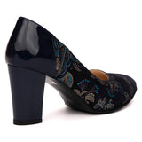 Pantofi dama din piele naturala bleumarin 786