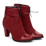 Botine dama din piele naturala rosie 1007
