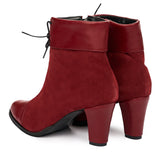 Botine dama din piele naturala rosie 1007