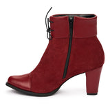 Botine dama din piele naturala rosie 1007
