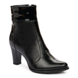 Botine dama elegante din piele naturala neagra 1010