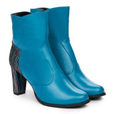 Botine dama elegante din piele naturala albastra 1011