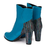 Botine dama elegante din piele naturala albastra 1011
