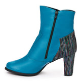 Botine dama elegante din piele naturala albastra 1011