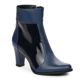 Botine dama elegante din piele naturala bleumarin 1012