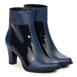 Botine dama elegante din piele naturala bleumarin 1012
