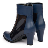 Botine dama elegante din piele naturala bleumarin 1012