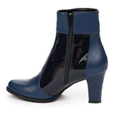 Botine dama elegante din piele naturala bleumarin 1012